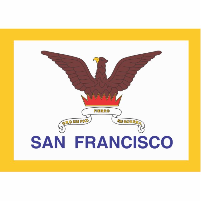 Flagge der Stadt San Francisco Freistehende Fotoskulptur (Vorne)