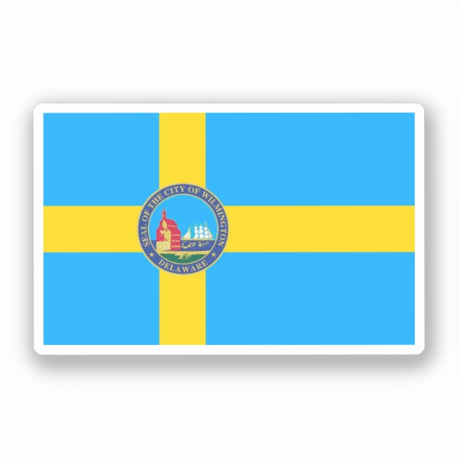 Flagge der Stadt Wilmington, Delaware Aufkleber (Vorderseite)