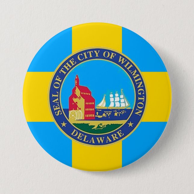 Flagge der Stadt Wilmington, Delaware Button (Vorderseite)