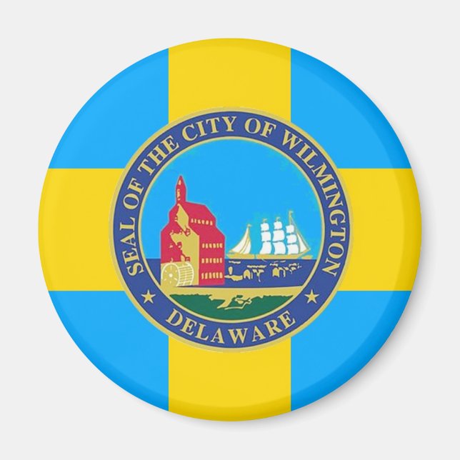 Flagge der Stadt Wilmington, Delaware Magnet (Vorne)