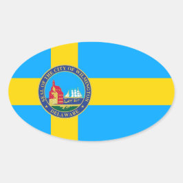 Flagge der Stadt Wilmington, Delaware Ovaler Aufkleber