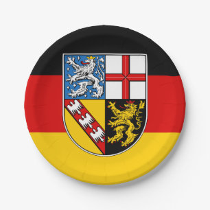 Flagge der Teller des Papiers aus dem Saarland