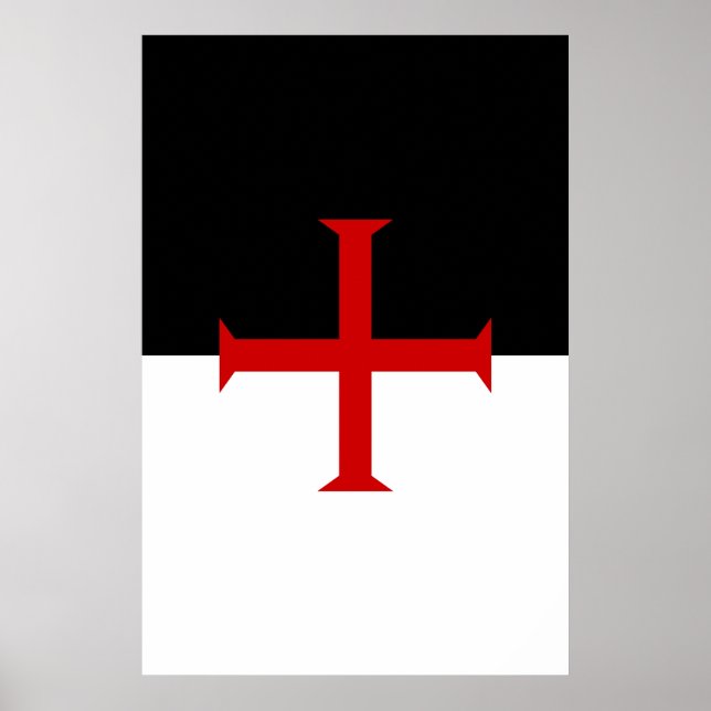 Flagge der Tempelritter Poster (Vorne)