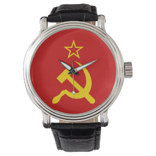 Flagge der UdSSR - sowjetische Gewerkschaft Armbanduhr