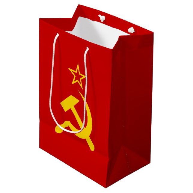 Flagge der UdSSR - sowjetische Gewerkschaft Mittlere Geschenktüte (Vorderseite Schrägansicht)