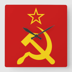 Flagge der UdSSR - sowjetische Gewerkschaft Quadratische Wanduhr