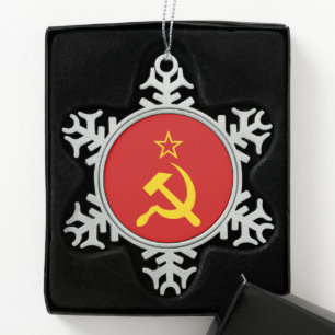 Flagge der UdSSR - sowjetische Gewerkschaft Schneeflocken Zinn-Ornament