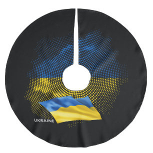Flagge der Ukraine Polyester Weihnachtsbaumdecke