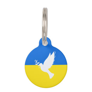 Flagge der Ukraine - Taube des Friedens - Freiheit Haustiermarke
