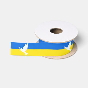 Flagge der Ukraine - Taube des Friedens - Freiheit Satinband