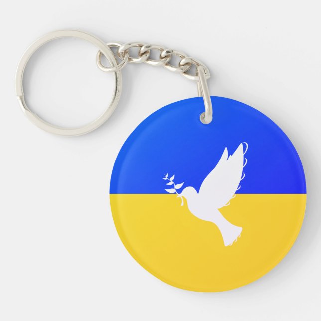 Flagge der Ukraine - Taube des Friedens - Freiheit Schlüsselanhänger (Vorderseite)