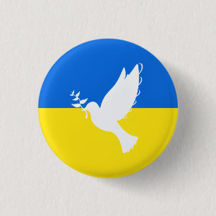 Flagge der Ukraine - Taube des Friedens - Frieden Button