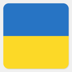 Flagge der Ukraine (Ukrainisch) Quadratischer Aufkleber