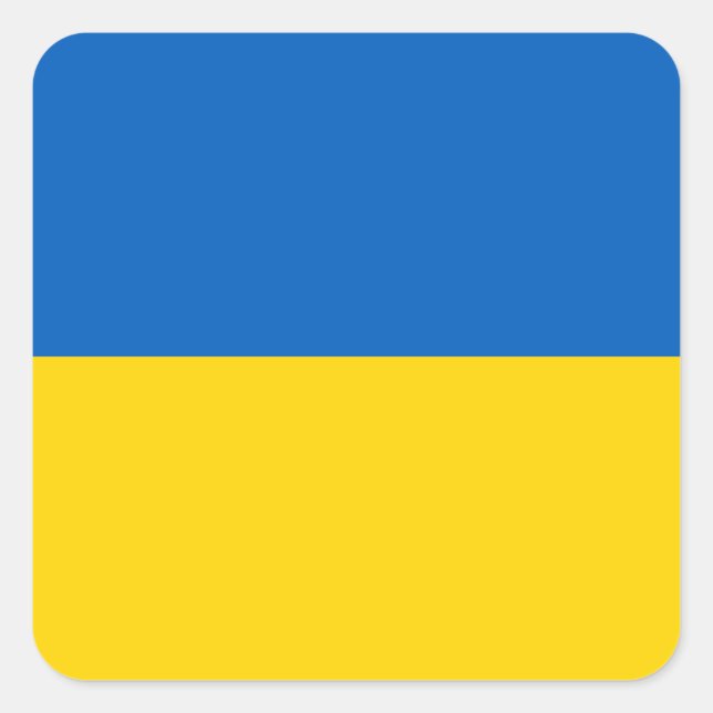 Flagge der Ukraine (Ukrainisch) Quadratischer Aufkleber (Vorderseite)