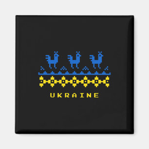 Flagge der Ukraine und traditionelles ukrainisches Magnet