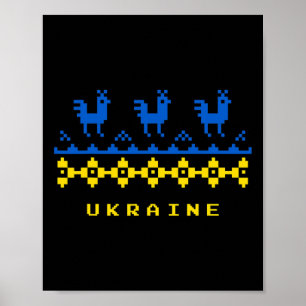 Flagge der Ukraine und traditionelles ukrainisches Poster