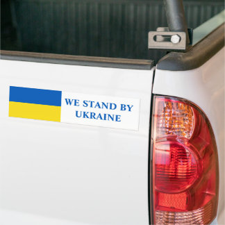 Flagge der Ukraine Wir stehen der Ukraine zur Seit Autoaufkleber