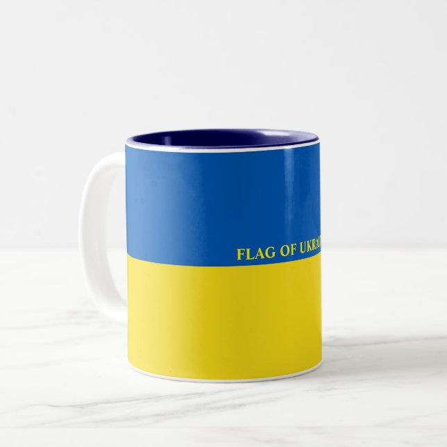 Flagge der Ukraine Zweifarbige Tasse (Vorderseite Links)