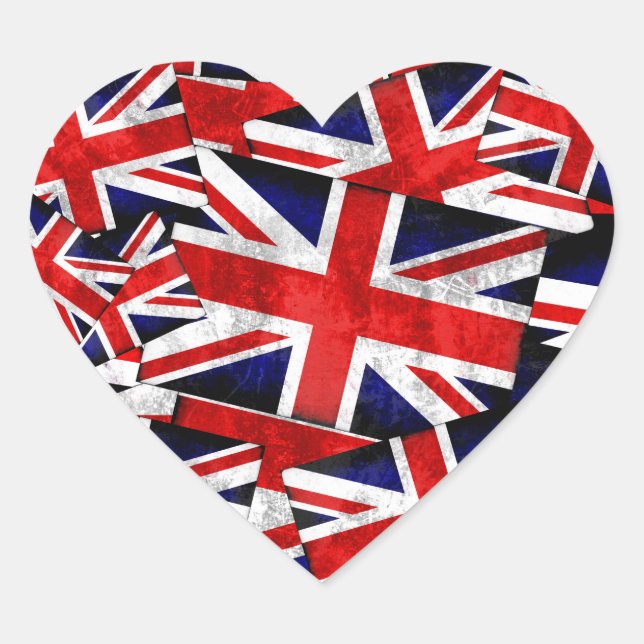 Flagge der Union Jack British England Herz-Aufkleber (Vorderseite)