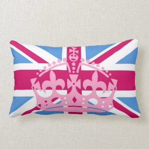 Flagge der Union mit rosa Krone Lendenkissen