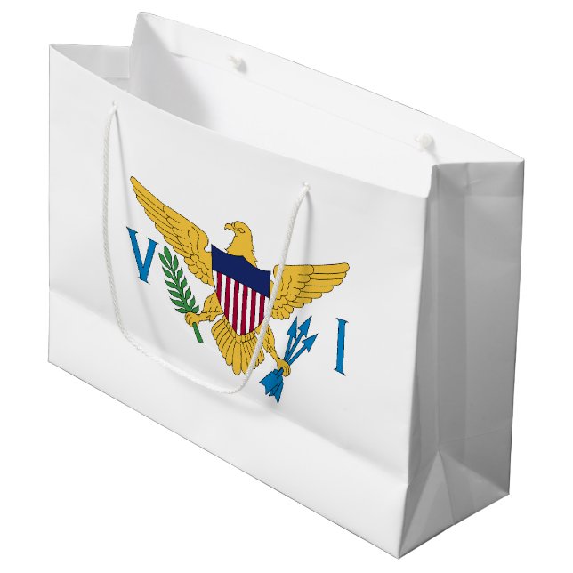 Flagge der US-Jungfrauen Große Geschenktüte (Vorderseite Schrägansicht)