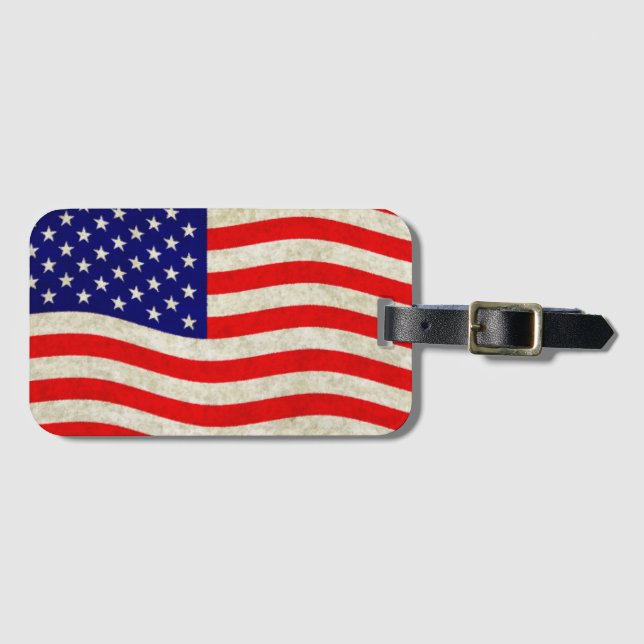 Flagge der USA - grungy Gepäckanhänger (Vorderseite (Horizontal))