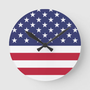 Flagge der USA Runde Wanduhr