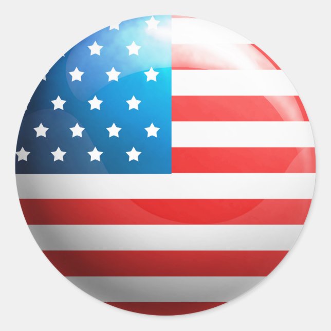 "Flagge der USA" Runder Aufkleber (Vorderseite)