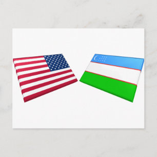 Flagge der USA und Usbekistan Postkarte