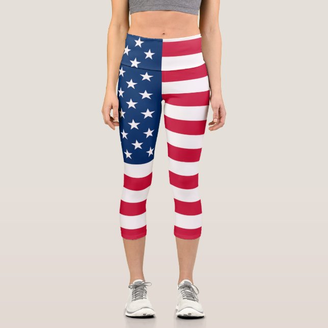Flagge der USA - USA - Patriotik Capri Leggings (Vorderseite)