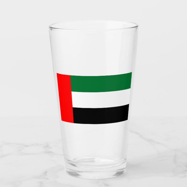 Flagge der Vereinigten Arabischen Emirate (AE) Glas (Vorderseite)