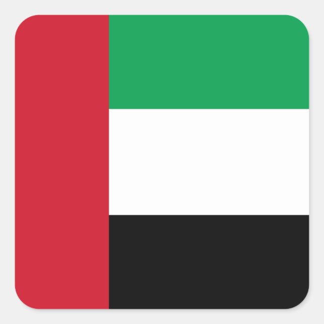 Flagge der Vereinigten Arabischen Emirate Quadratischer Aufkleber (Vorderseite)