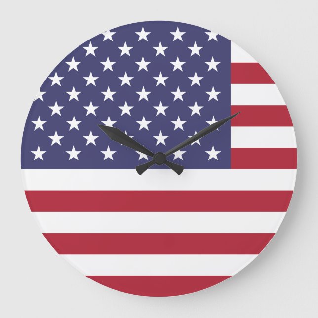 Flagge der Vereinigten Staaten (Amerikanisch) Große Wanduhr (Vorderseite)