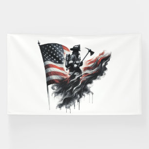 Flagge der Vereinigten Staaten. Firefighter Banner