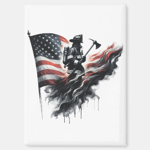 Flagge der Vereinigten Staaten. Firefighter Magnet