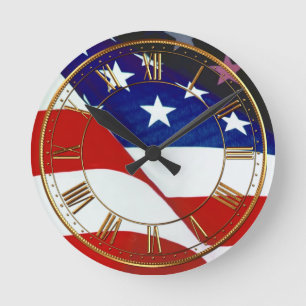 Flagge der Vereinigten Staaten Runde Wanduhr