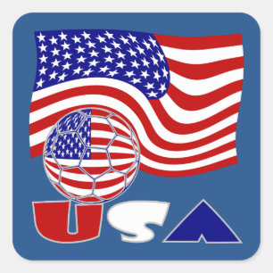 Flagge der Vereinigten Staaten USA Fußball Blau Hi Quadratischer Aufkleber