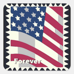 FLAGGE DER VEREINIGTEN STAATEN VON AMERIKA FOREVER QUADRATISCHER AUFKLEBER