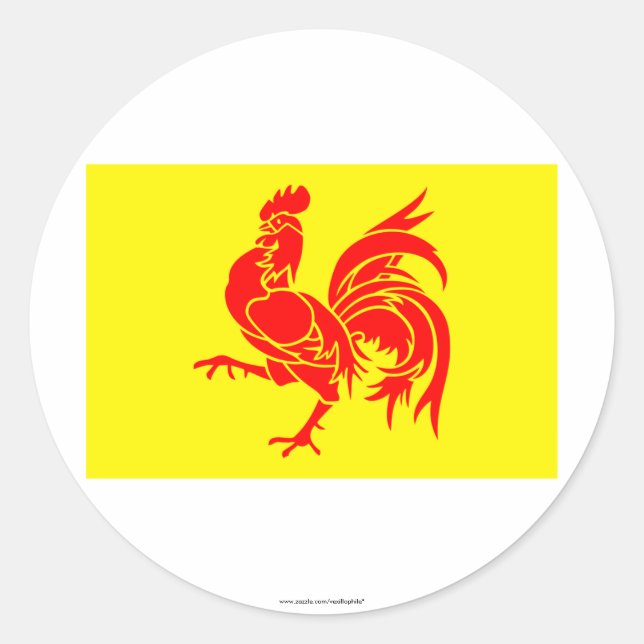 Flagge der Wallonischen Region Runder Aufkleber (Vorderseite)