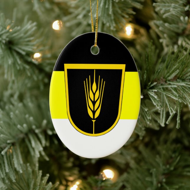 Flagge der Wolgadeutschen (schwarz/gelb/weiß) Keramik Ornament (Baum)
