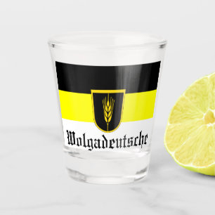 Flagge der Wolgadeutschen (schwarz/gelb/weiß) Schnapsglas