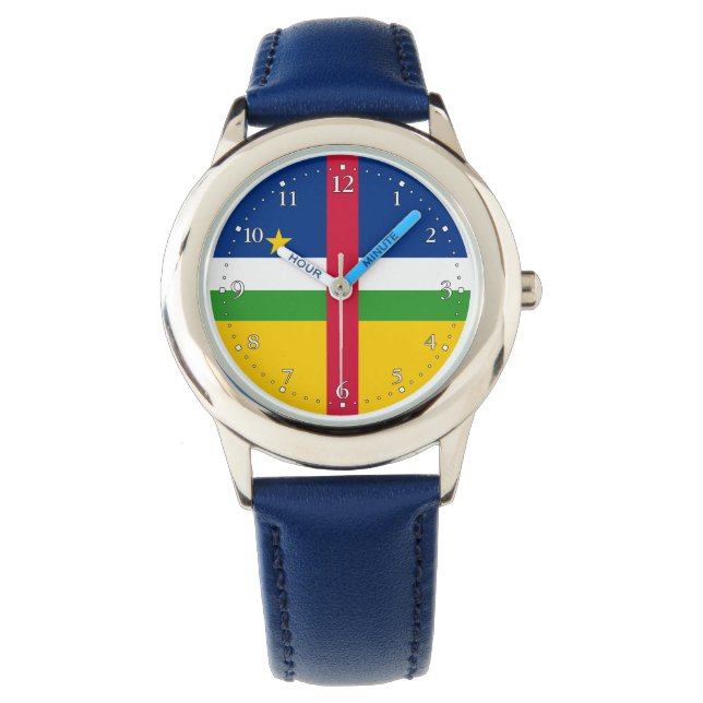 Flagge der Zentralafrikanischen Republik Armbanduhr (Vorderseite)