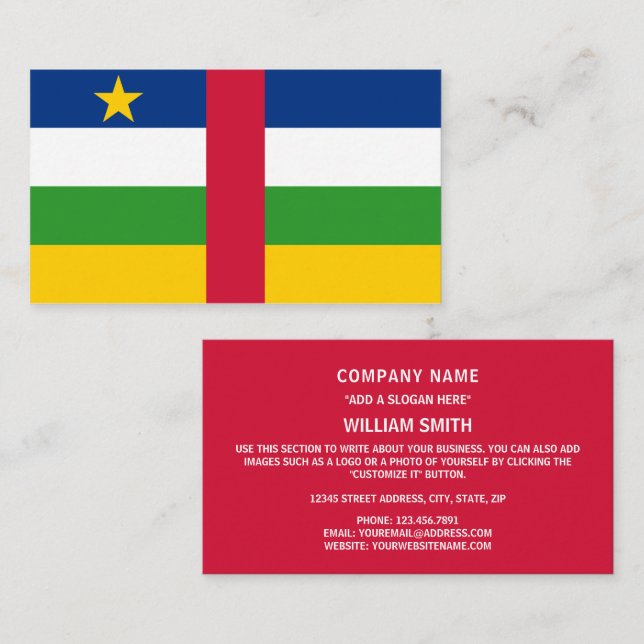 Flagge der Zentralafrikanischen Republik Visitenkarte (Vorne/Hinten)