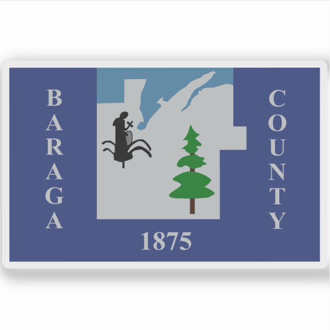 Flagge des Baraga-Landkreises, Michigan Aufkleber (Vorderseite)