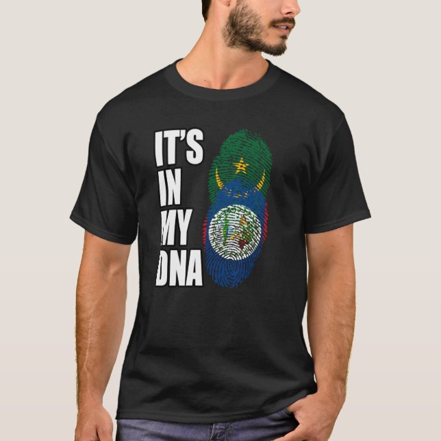 Flagge des belizischen und mauretanischen Mix-DNA- T-Shirt (Vorderseite)