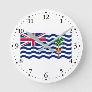Flagge des Britischen Territoriums im Indischen Oz Runde Wanduhr