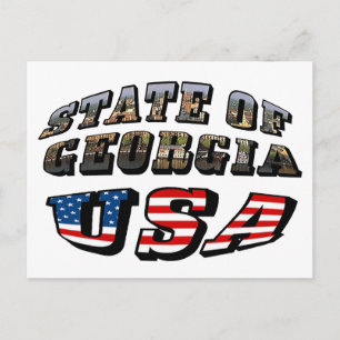 Flagge des Bundesstaates Georgia und der USA Text Postkarte