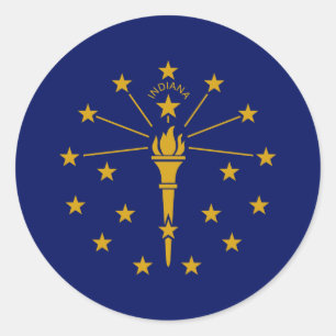 Flagge des Bundesstaates Indiana Runder Aufkleber