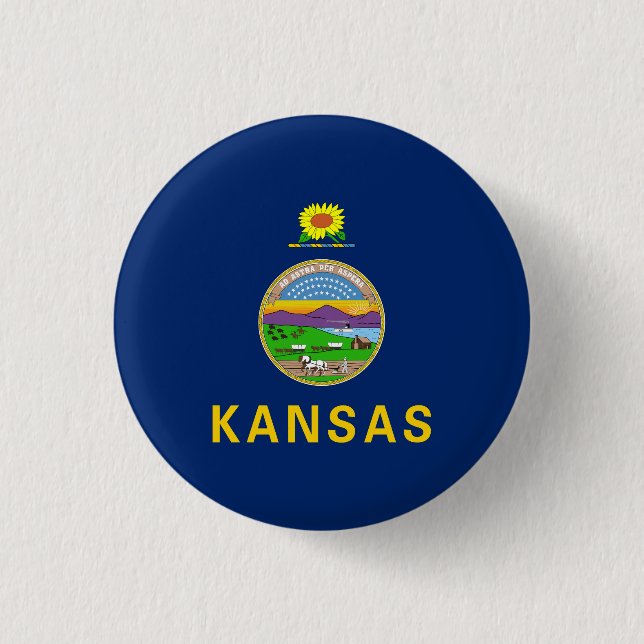 Flagge des Bundesstaates Kansas Button (Vorderseite)