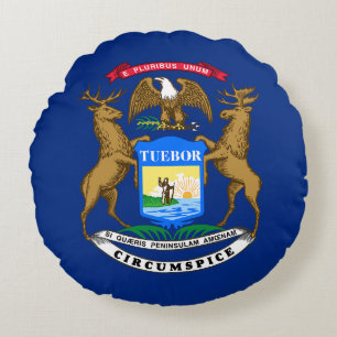 Flagge des Bundesstaates Michigan Rundes Kissen